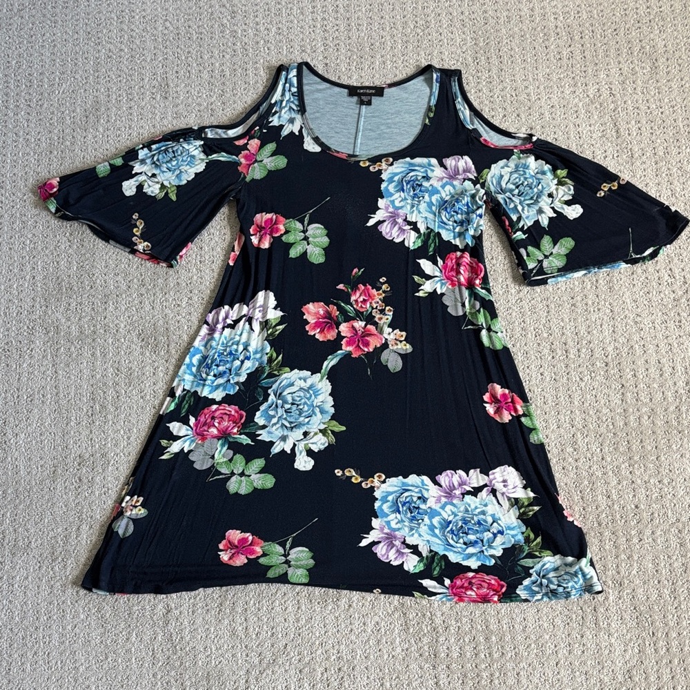 Karen Kane Floral Dress With Cut Out Shoulders Women’s Size Large